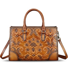 Load image into Gallery viewer, Genuine Leather Satchel for Women Purse Embossed Top Handle Handbag Handmade Crossbody Tote Shoulder Bags
