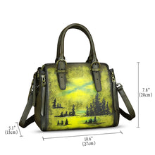 Load image into Gallery viewer, Genuine Leather Handbag for Women Hand Painted Leather Top Handle Purse Handmade Crossbody Satchel Tote Bag
