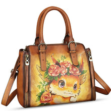 Load image into Gallery viewer, Genuine Leather Handbag for Women Hand Painted Leather Top Handle Purse Handmade Crossbody Satchel Tote Bag
