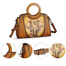 Load image into Gallery viewer, Genuine Leather Tote Bag for Women Hand Painted Shoulder Handbag Handmade Purse Crossbody Work Tote Casual Purse
