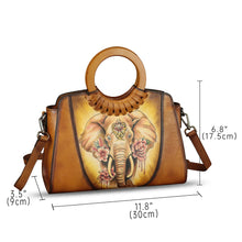 Load image into Gallery viewer, Genuine Leather Tote Bag for Women Hand Painted Shoulder Handbag Handmade Purse Crossbody Work Tote Casual Purse
