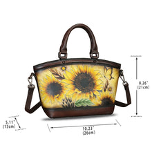 Load image into Gallery viewer, Genuine Leather Handbag Purse for Women Hand Painted Shoulder Handbag Handmade Purse Crossbody Work Tote Casual Bag
