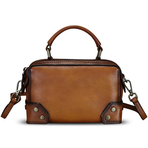 Genuine Leather Satchel for Women Purse Vintage Handmade Top Handle Handbag Retro Designer Crossbody Bag Purse