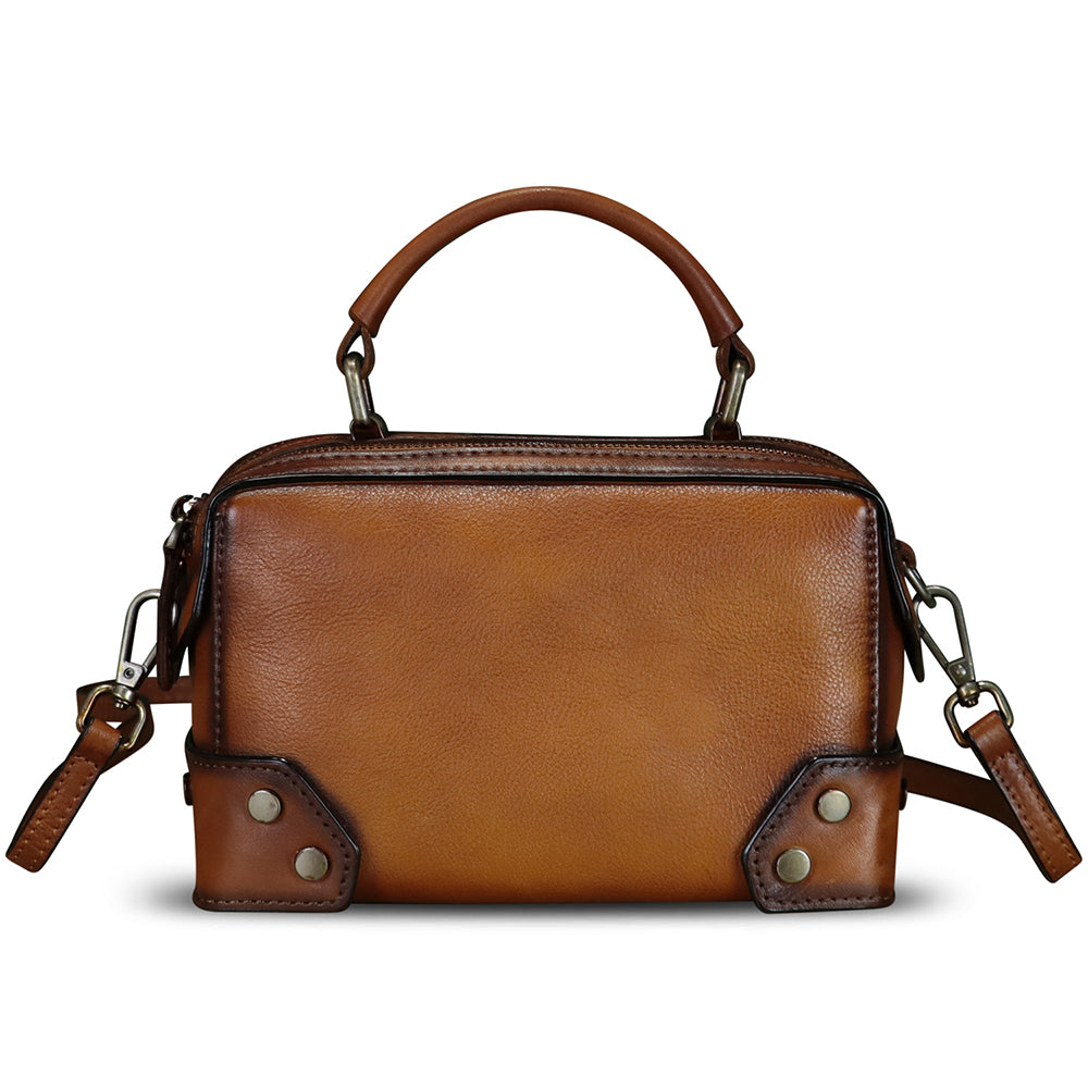 Genuine Leather Satchel for Women Purse Vintage Handmade Top Handle Handbag Retro Designer Crossbody Bag Purse
