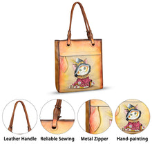 Load image into Gallery viewer, Genuine Leather Shoulder Bag for Women Hand Painted Leather Handbag Handmade Work Tote Bag Casual Hand Purse
