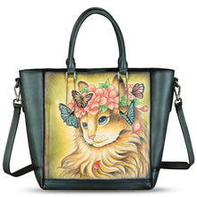 Load image into Gallery viewer, Genuine Leather Handbag for Women Hand Painted Leather Top Handle Satchel Handmade Crossbody Purse Tote Bag
