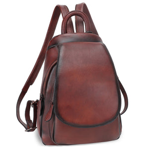 Genuine Leather Backpack for Women Vintage Real Leather Rucksack Fashion Shoulder Knapsack Purse Daypack Bag