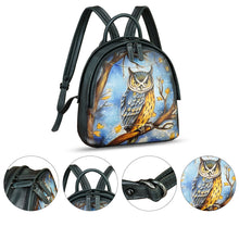 Load image into Gallery viewer, Genuine Leather Backpack for Women Hand Painted Purse Retro Leather Handmade College Knapsack Rucksack Casual Daypack
