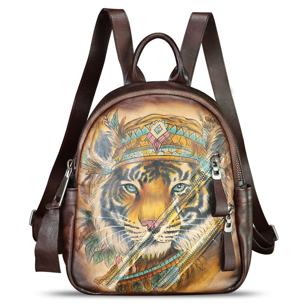 Genuine Leather Backpack for Women Hand Painted Knapsack Purse s-l400.jpg main image 4