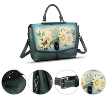 Load image into Gallery viewer, Genuine Leather Satchel for Women Hand Painted Handbag Top Handle Bags Handmade Purse Crossbody Tote Bag Purse
