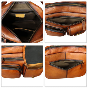 Genuine Leather Purse and Messenger Bag for Men Vintage Leather Shoulder Bag Briefcase Crossbody Satchel Bags with Strap