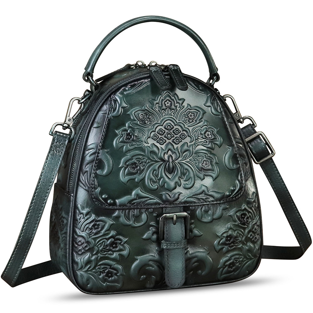 Genuine Leather Backpack for Women Crossbody Shoulder Bag Vintage Rucksack Fashion Knapsack Purse Daypack Bag