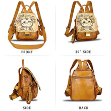Load image into Gallery viewer, Genuine Leather Backpack for Women Hand Painted Knapsack Purse Designer Handmade Rucksack Casual Daypack
