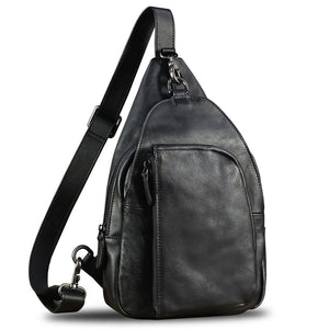 Genuine Leather Sling Bag for Men and Women Vintage Real Leather Sling Backpack Shoulder Crossbody Bag Chest Bag