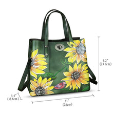 Load image into Gallery viewer, Genuine Leather Handbag Satchel for Women Hand Painted Leather Handmade Work Tote Bag Casual Shoulder Purse

