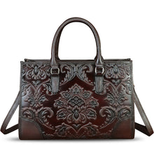 Load image into Gallery viewer, Genuine Leather Satchel for Women Purse Embossed Top Handle Handbag Handmade Crossbody Tote Shoulder Bags
