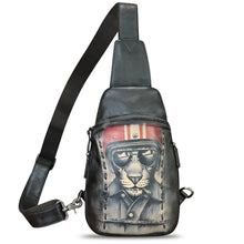 Load image into Gallery viewer, Genuine Leather Sling Bag Hand Painted Crossbody Backpack Retro Handmade Chest Shoulder Daypack Fanny Pack Purse
