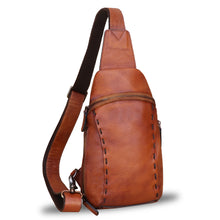 Load image into Gallery viewer, Genuine Leather Silng Bag for Women and Men Vintage Real Leather Sling Backpack Shoulder Crossbody Bag Chest Purse
