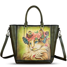 Load image into Gallery viewer, Genuine Leather Handbag for Women Hand Painted Leather Top Handle Satchel Handmade Crossbody Purse Tote Bag
