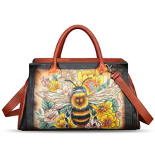 Load image into Gallery viewer, Genuine Leather Satchel for Women Hand Painted Handbag Top Handle Bags Handmade Crossbody Purse Tote Bag
