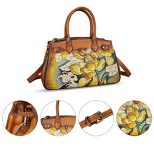 Load image into Gallery viewer, Genuine Leather Satchel for Women Hand Painted Leather Handbag Top Handle Bags Handmade Crossbody Purse Work Tote
