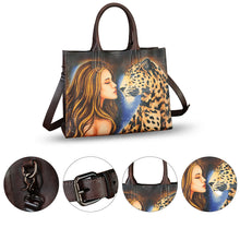 Load image into Gallery viewer, Genuine Leather Handbag for Women Hand Painted Leather Top Handle Bag Handmade Crossbody Purse Work Tote
