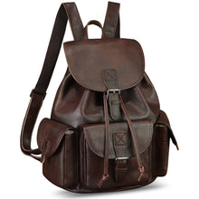 Load image into Gallery viewer, IVTG Genuine Leather Backpack for Men and Women Vintage Real Leather Knapsack Purse Rucksack Fashion Daypack High Capacity

