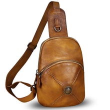 Load image into Gallery viewer, Genuine Leather Silng Bag for Women Small Vintage Leather Sling Backpack Fashion Shoulder Crossbody Bag Chest Purse
