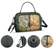 Load image into Gallery viewer, Genuine Leather Satchel for Women Hand Painted Leather Top Handle Handbag Handmade Crossbody Satchel Purse Tote Bag
