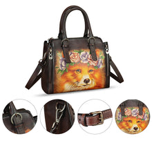 Load image into Gallery viewer, Genuine Leather Handbag for Women Hand Painted Leather Top Handle Purse Handmade Crossbody Satchel Tote Bag
