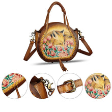 Load image into Gallery viewer, Genuine Leather Handbag for Women Purse Hand Painted Pattern Top Handle Satchel Handmade Crossbody Pouch
