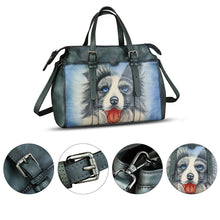 Load image into Gallery viewer, Genuine Leather Satchel for Women Hand Painted Pattern Handbag Top Handle Bags Handmade Crossbody Purse Work Tote

