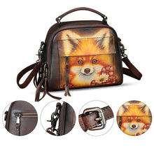 Load image into Gallery viewer, Genuine Leather Satchel for Women Hand Painted Leather Top Handle Handbag Handmade Crossbody Purse
