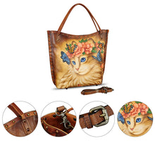 Load image into Gallery viewer, Genuine Leather Shoulder Bag for Women Hand Painted Leather Handbag Handmade Purse Crossbody Work Tote Bag Casual Purse
