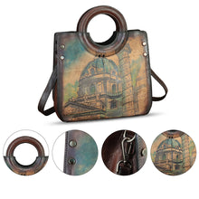 Load image into Gallery viewer, Genuine Leather Tote Bag for Women Hand Painted Leather Shoulder Handbag Handmade Purse Crossbody Work Tote Casual Purse
