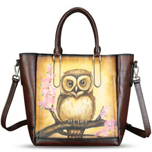 Load image into Gallery viewer, Genuine Leather Handbag for Women Hand Painted Leather Top Handle Satchel Handmade Crossbody Purse Tote Bag
