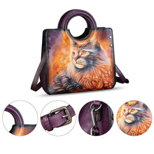 Load image into Gallery viewer, Genuine Leather Tote Bag for Women Hand Painted Leather Shoulder Handbag Handmade Purse Crossbody Work Tote Casual Purse
