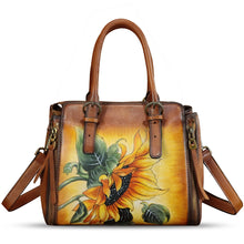 Load image into Gallery viewer, Genuine Leather Handbag for Women Hand Painted Leather Top Handle Purse Handmade Crossbody Satchel Tote Bag
