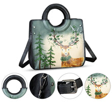 Load image into Gallery viewer, Genuine Leather Tote Bag for Women Hand Painted Leather Shoulder Handbag Handmade Purse Crossbody Work Tote Casual Purse
