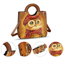 Load image into Gallery viewer, Genuine Leather Tote Bag for Women Hand Painted Leather Shoulder Handbag Handmade Purse Crossbody Work Tote Casual Purse
