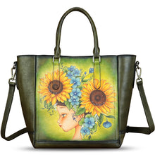 Load image into Gallery viewer, Genuine Leather Handbag for Women Hand Painted Leather Top Handle Satchel Handmade Crossbody Purse Tote Bag
