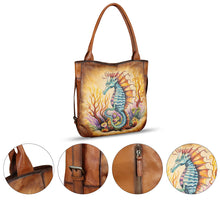 Load image into Gallery viewer, Genuine Leather Shoulder Bag for Women Hand Painted Leather Handbag Handmade Purse Work Tote Bag Casual Purse
