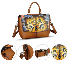 Load image into Gallery viewer, Genuine Leather Satchel for Women Hand Painted Handbag Top Handle Bags Handmade Purse Crossbody Tote Bag Purse
