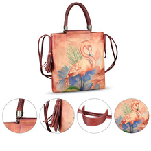 Load image into Gallery viewer, Genuine Leather Handbag for Women Hand Painted Leather Top Handle Bag Handmade Crossbody Purse Work Tote Bag
