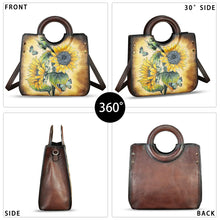 Load image into Gallery viewer, Genuine Leather Tote Bag for Women Hand Painted Leather Shoulder Handbag Handmade Purse Crossbody Work Tote Casual Purse
