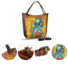 Load image into Gallery viewer, Genuine Leather Shoulder Bag for Women Hand Painted Leather Handbag Handmade Purse Crossbody Work Tote Bag Casual Purse
