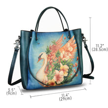 Load image into Gallery viewer, Genuine Leather Handbag Satchel for Women Hand Painted Shoulder Bag Handmade Work Tote Casual Crossbody Purse
