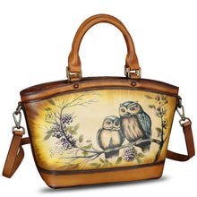 Load image into Gallery viewer, Genuine Leather Handbag Purse for Women Hand Painted Shoulder Handbag Handmade Purse Crossbody Work Tote Casual Bag
