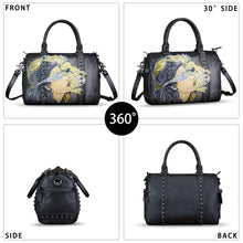 Load image into Gallery viewer, Genuine Leather Satchel for Women Hand Painted Leather Handbag Top Handle Bags Handmade Purse Crossbody Tote Bag
