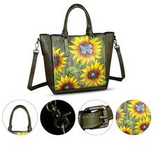 Load image into Gallery viewer, Genuine Leather Handbag for Women Hand Painted Leather Top Handle Satchel Handmade Crossbody Purse Tote Bag
